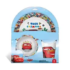 Kit Infantil Jogo Refeição Melamine Disney Carros Relâmpago McQueen com Prato + Tigela Bowl + Copo