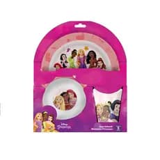 Kit Infantil Jogo Refeição Melamine Disney Princesas com Prato + Tigela Bowl + Copo