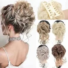 Sintético Encaracolado Cabelo Garra De Coque Fofo Peruca Clip In Extensão Scrunchy Rabo De Cavalo Alto Natural P