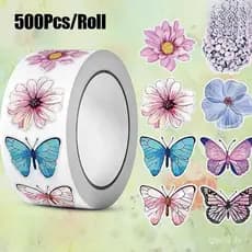[EL-t] 500 folhas/rolo Adesivos florais criativos e requintados Decalques coloridos Adesivos decorativos fofos Presentes