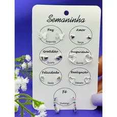 Kit Brincos Feminino folheados a Prata 925 cartela 7 pares Semaninha