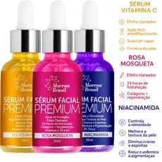 💛 Kit Sérum Facial Premium Morena Brasil 💝 Sérum Vitamina C, Niacinamida & Rosa Mosqueta 💜