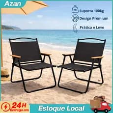 Cadeira De Praia Portátil Dobrável Reforçada Pesca Camping Preta Conjunto de mesa e cadeiras com várias peças