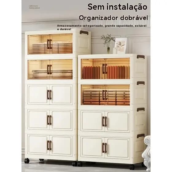 4/5/6 camada armário dobrável com rodinhas kit caixa organizadora com tampa guarda roupa empilhavel