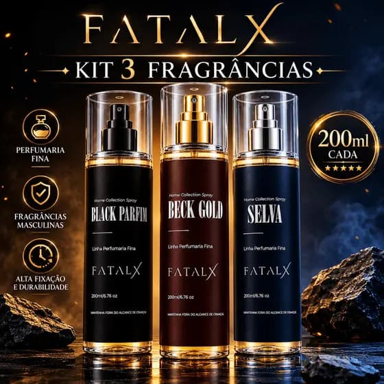 Perfume Body Splash Masculino Fragrância Marcante Elegantes Longa Duração kit com 3