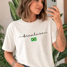 Camiseta Feminina Selecao Blusa Feminina Brasil Copa do Mundo Verão Algodão