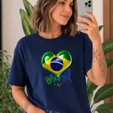 Camiseta Seleção Blusa Camisa Copa Feminina Algodão TShirt Brasil Copa do Mundo Estampada