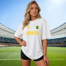 Camiseta Feminina Copa Blusa Selecao Tshirt Brasil Copa Mundo Verão Algodão