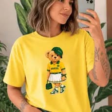 Camiseta Feminina Copa Selecao Brasil Blusa Feminina Estilo Gringa Copa Mundo Verão Algodão Estilosa
