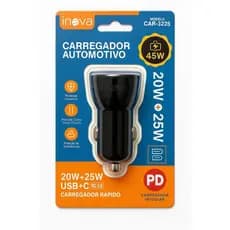 Carregador Veicular USB + Tipo C com ou sem cabo - Inova