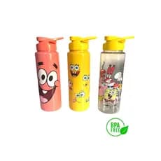 Garrafa de Água Squeeze Infantil Bob Esponja e Patrick 750ml | Nickelodeon | Plástico BPA Free, Escola, Academia, Pass
