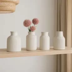 Kit 4 Vasos Decorativos de Gesso Cachepô para Decoração Moderna Sala Mesa Escritório
