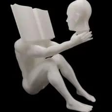 Escultura Leitor Pensador Decorativa – Livro na Cabeça | Arte Moderna