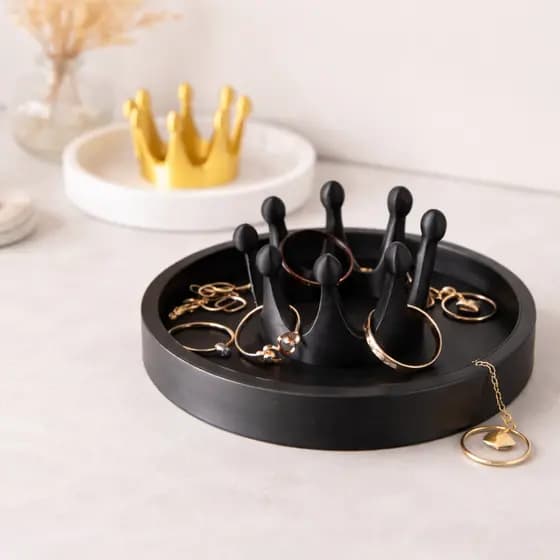 Porta Anéis Coroa 12cm | Organizador de Joias Decorativo Moderno em Impressão 3D