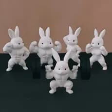 Chaveiro Coelho Bombado/Coelho Musculoso – Impressão 3D – 6,5 cm – Geek, Academia, Presente Criativo