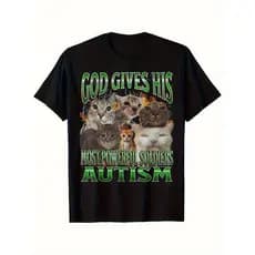 Camiseta Oversized T-shirt Funny Autism Awareness Strongest Soldiers Slogan Geometric Pattern Vintage Confortável Divert