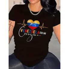 Camiseta Venezuela Festival Flag Round Neck Short Sleeves Confortável Estilosa Casual