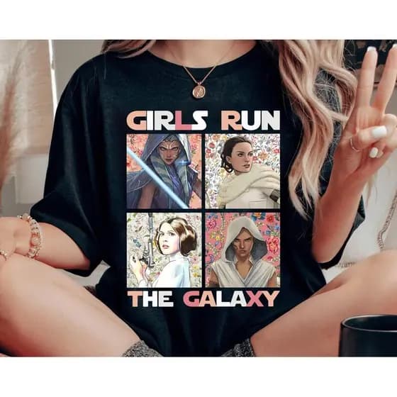 Camiseta Feminina Star Wars Princesa Leia Girls Run The Galaxy Força Estilosa Divertida Moderna Moda