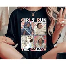 Camiseta Feminina Star Wars Princesa Leia Girls Run The Galaxy Força Estilosa Divertida Moderna Moda