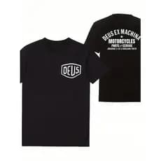 Camiseta EX MACHINA Logo Moto Estampada Costas Vult Colecionável Estilosa Moderna Ousada Casual