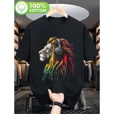 Camiseta  T-shirt 2026 Leão de Judá Jamaica Reggae Cores Rasta Confortável Estilosa Divertida Casual Confortáveis
