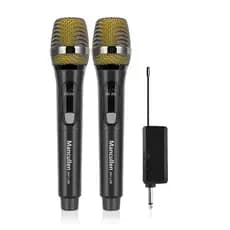 Microfone Sem Fio UHF LED Portátil Dinâmico Recarregável Para Karaokê