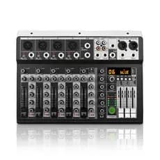 Mixer De Áudio De 6 Canais Com Bluetooth USB 99DSP Reverb Para Microfone Amplificador Alto-Falante Karaokê
