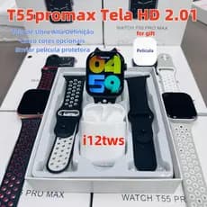 Smartwatch T55 Pro Max Relógio Inteligente Com 4 Fones De Ouvido Venda Quente Conjunto 2 Alças Alto-Falante Chamada Blue