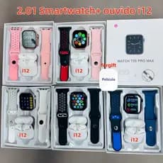 Envio Local À Prova De2025 T55 Pro Max Smart Watch 2.01 Com 4 Fones De Ouvido Conjunto De Venda Quente 2 Alças Bluetooth