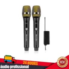 Microfone Sem Fio UHF LED Portátil Dinâmico Recarregável Para Karaokê