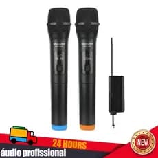 Microfone Profissional De Karaokê Uhf Portátil Duplo Sem Fio Para Videoke