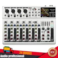 Mixer De Áudio Propesyonal na Misturador Profissional Porta USB Amplificador Bluetooth