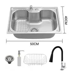 Cuba para cozinha gourmet pia aço inox com Torneira e acessórios 50x40cm