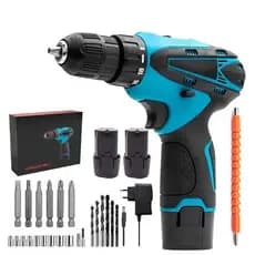 Parafusadeira Furadeira  Sem Fio12V 2 Baterias e acessórios 110V/220V