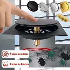 Ralo Inteligente 10x10/15x15 Click Quadrado Veda Cheiro Cromado Dreno de piso de drenagem premium