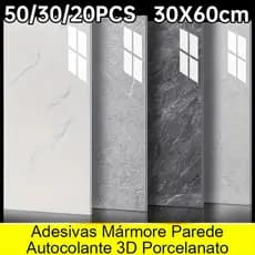 KIT 50/30/20 Adesivos de Parede 60CMx30CM Revestimento em Mármore Placas Adesivas Banheiro Cozinha Lavabo Cerâmica