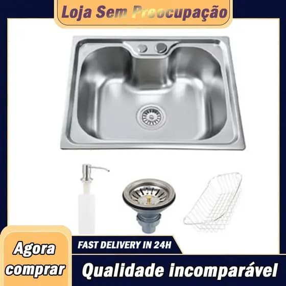 Cuba Pia Cozinha Gourmet Aço Inox 304 50x40×21/60x42×21CM Com Acessórios e Torneira Gourmet Monocomando