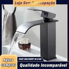 orneira De Luxo Banheiro Lavabo cuba Cascata Monocomando Quente e Fria Bica Baixa Preto/ prata/ dourado
