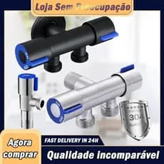 válvula de saída dupla para torneira, cozinha banheiro cor prata/preta