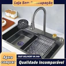 Kit Cuba Gourmet Cozinha Pia Cascata Smart Multifuncional Pia Inteligente Lavador De Copos Completa