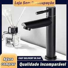 Torneira para lavatório em aço inoxidável SUS304 preto durável torneira para banheiro-dourado/preto/prata