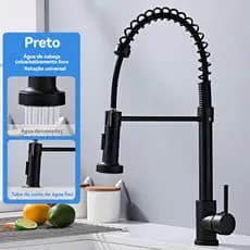 Torneira Cozinha Gourmet Monocomando Com Spray Extensor-cor preto/prata