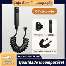 KIT BANHEIRO Ducha Higiênica preta/prata metal De 1/2 Mm Com Registro Conjunto De Pulverizador