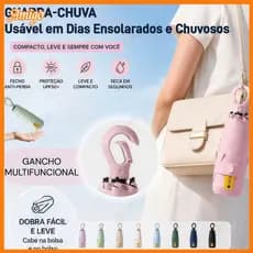 Guarda-chuva Dobrável Preto Impermeável com Proteção Solar UV Dobrável Manual