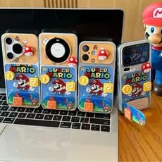 Mario clássico, adequado para iphone17promax/16/15/13/12/11, capa de telefone resistente a choques com janela grande