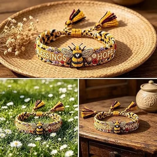 Pulseira Ajustável Feita À Mão Honey Bee