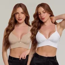 Kit 2 Sutiã Cropped Premium Pala Alta Alça Regulável Reforçada Bojo Soft