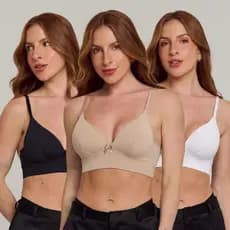 Kit 3 Sutiã Bojo Soft Anatômico Sem Aro Confortável Com Sustentação