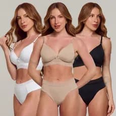 Kit 5 Conjuntos Femininos Premium Fio Duplo Com Bojo Confort e Regulagem na Alça de Coração