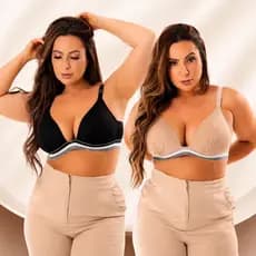 Kit 2 Com Sutiãn Plus Size Com Bojo Anatômico Sem Arco Sustentação Confortável Alça Regulável